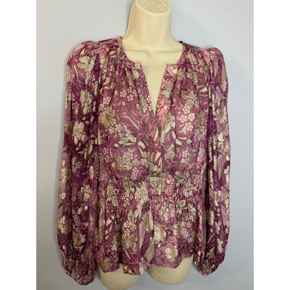 Anthropologie Somerset Floral Chiffon Blouse Floral Women's M New Romantic - Picture 8 of 15